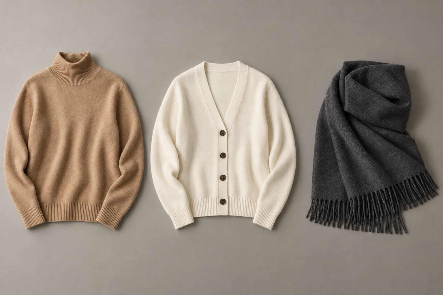 Camel cashmere funnel-neck sweater